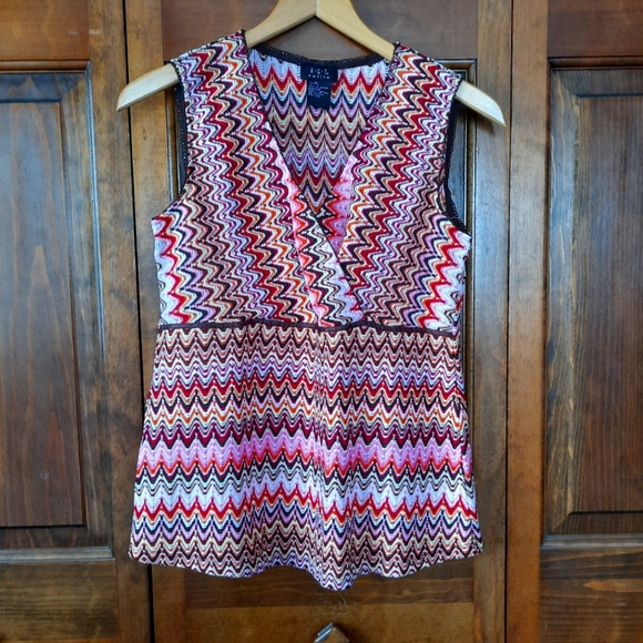 Requirements Tops - Vintage Y2K Requirements Petite groovy mock wrap knit sleeveless tank